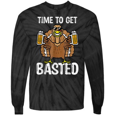 Time To Get Basted Funny Beer Thanksgiving Turkey Tie-Dye Long Sleeve Shirt