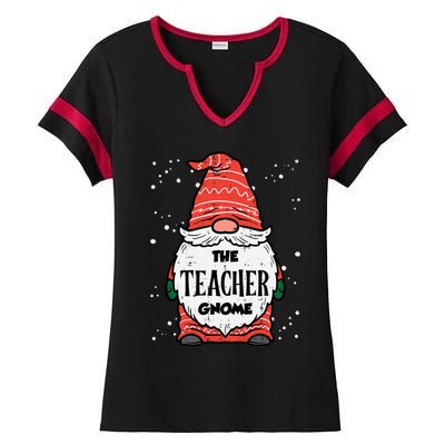 The Teacher Gnome Xmas Matching Christmas Pajamas For Family Cute Gift Ladies Halftime Notch Neck Tee