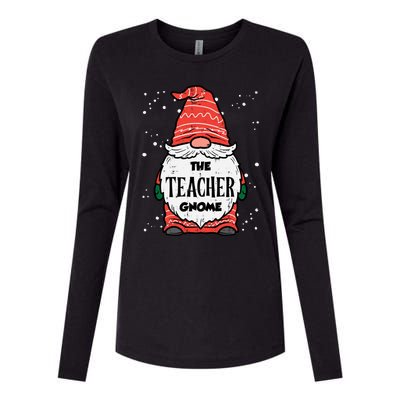 The Teacher Gnome Xmas Matching Christmas Pajamas For Family Cute Gift Womens Cotton Relaxed Long Sleeve T-Shirt