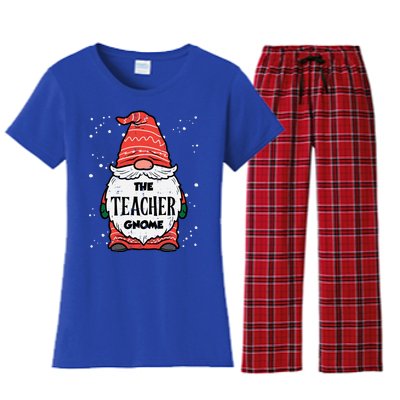 The Teacher Gnome Xmas Matching Christmas Pajamas For Family Cute Gift Women's Flannel Pajama Set