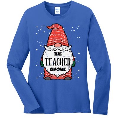 The Teacher Gnome Xmas Matching Christmas Pajamas For Family Cute Gift Ladies Long Sleeve Shirt