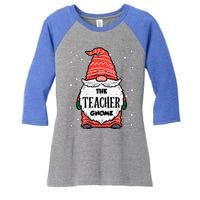 The Teacher Gnome Xmas Matching Christmas Pajamas For Family Cute Gift Women's Tri-Blend 3/4-Sleeve Raglan Shirt