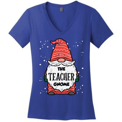 The Teacher Gnome Xmas Matching Christmas Pajamas For Family Cute Gift Women's V-Neck T-Shirt