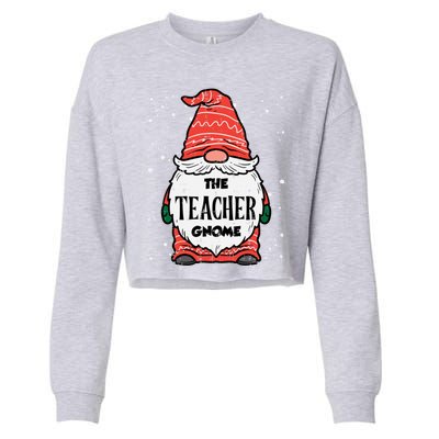 The Teacher Gnome Xmas Matching Christmas Pajamas For Family Cute Gift Cropped Pullover Crew