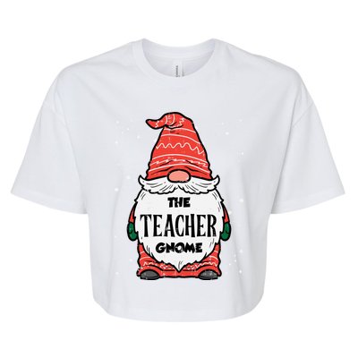 The Teacher Gnome Xmas Matching Christmas Pajamas For Family Cute Gift Bella+Canvas Jersey Crop Tee