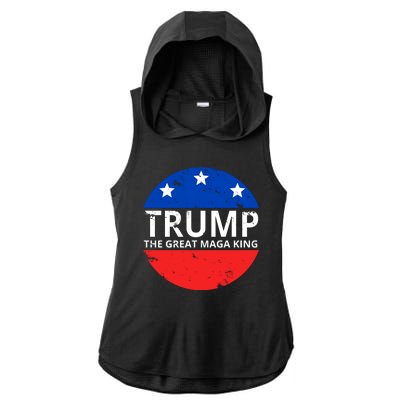 Trump The Great Maga King Logo Ladies PosiCharge Tri-Blend Wicking Draft Hoodie Tank