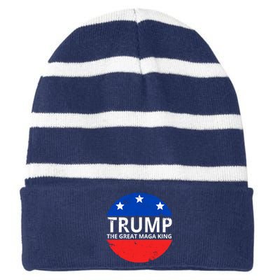 Trump The Great Maga King Logo Striped Beanie with Solid Band