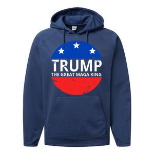 Trump The Great Maga King Logo Performance Fleece Hoodie