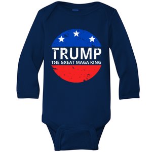 Trump The Great Maga King Logo Baby Long Sleeve Bodysuit