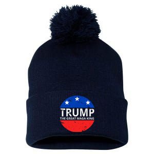 Trump The Great Maga King Logo Pom Pom 12in Knit Beanie