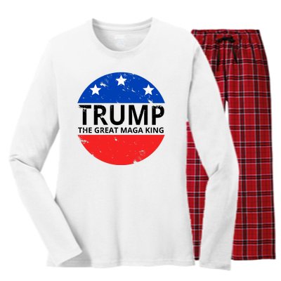 Trump The Great Maga King Logo Women's Long Sleeve Flannel Pajama Set 