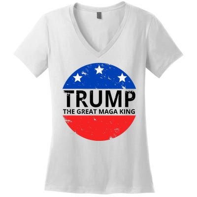 Trump The Great Maga King Logo Women's V-Neck T-Shirt