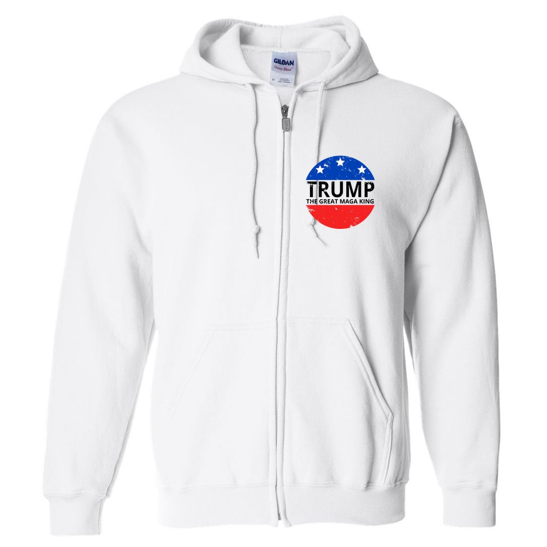 Trump The Great Maga King Logo Full Zip Hoodie