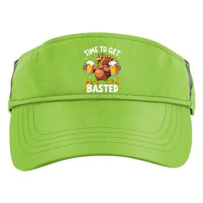 Time To Get Basted Funny Beer Thanksgiving Turkey Adult Drive Performance Visor