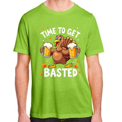 Time To Get Basted Funny Beer Thanksgiving Turkey Adult ChromaSoft Performance T-Shirt