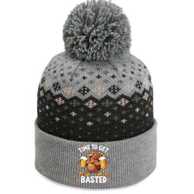 Time To Get Basted Funny Beer Thanksgiving Turkey The Baniff Cuffed Pom Beanie