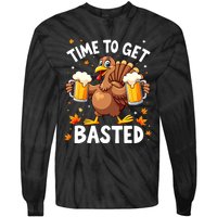 Time To Get Basted Funny Beer Thanksgiving Turkey Tie-Dye Long Sleeve Shirt