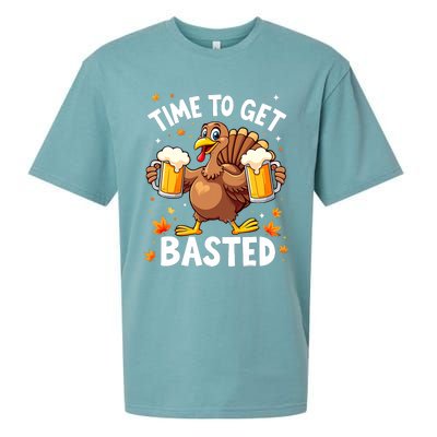 Time To Get Basted Funny Beer Thanksgiving Turkey Sueded Cloud Jersey T-Shirt