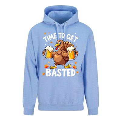 Time To Get Basted Funny Beer Thanksgiving Turkey Unisex Surf Hoodie