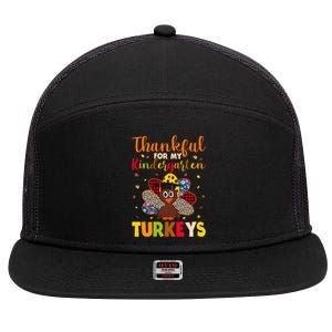 Teacher Thanksgiving Gift Thankful For Kindergarten Turkeys Cute Gift 7 Panel Mesh Trucker Snapback Hat