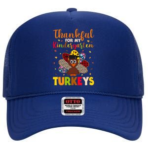 Teacher Thanksgiving Gift Thankful For Kindergarten Turkeys Cute Gift High Crown Mesh Back Trucker Hat