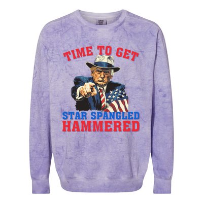 Time To Get Star Spangled Hammered Trump 4th Of July Meaningful Gift Colorblast Crewneck Sweatshirt