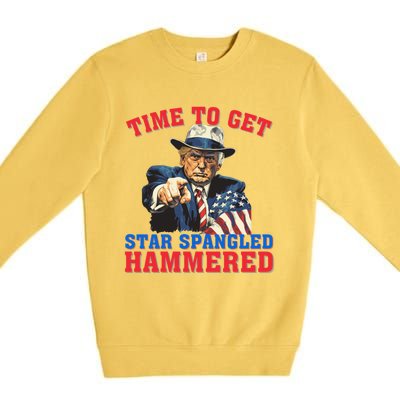 Time To Get Star Spangled Hammered Trump 4th Of July Meaningful Gift Premium Crewneck Sweatshirt