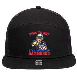 Time To Get Star Spangled Hammered Trump 4th Of July Meaningful Gift 7 Panel Mesh Trucker Snapback Hat