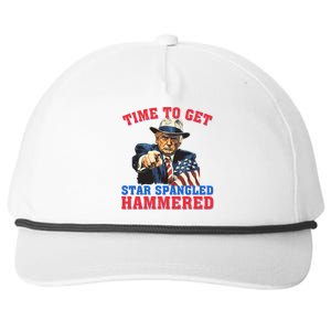 Time To Get Star Spangled Hammered Trump 4th Of July Meaningful Gift Snapback Five-Panel Rope Hat