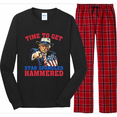 Time To Get Star Spangled Hammered Trump 4th Of July Meaningful Gift Long Sleeve Pajama Set