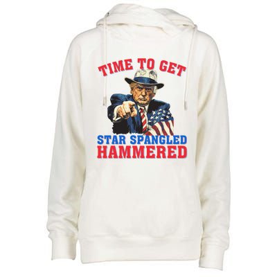 Time To Get Star Spangled Hammered Trump 4th Of July Meaningful Gift Womens Funnel Neck Pullover Hood