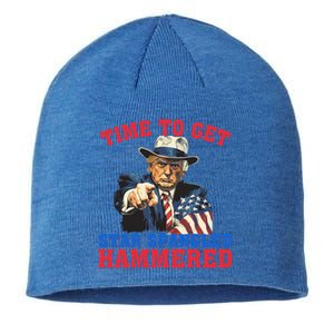 Time To Get Star Spangled Hammered Trump 4th Of July Meaningful Gift Sustainable Beanie