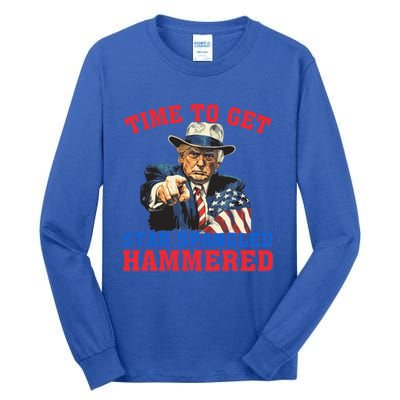 Time To Get Star Spangled Hammered Trump 4th Of July Meaningful Gift Tall Long Sleeve T-Shirt