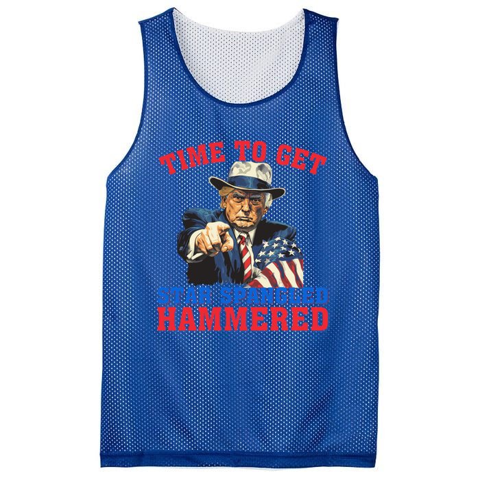 Time To Get Star Spangled Hammered Trump 4th Of July Meaningful Gift Mesh Reversible Basketball Jersey Tank