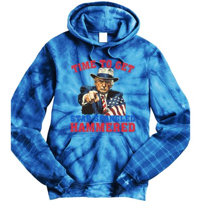 Time To Get Star Spangled Hammered Trump 4th Of July Meaningful Gift Tie Dye Hoodie