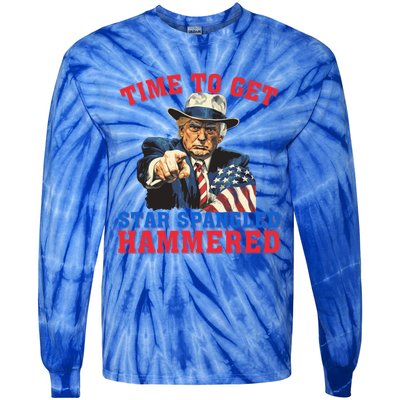 Time To Get Star Spangled Hammered Trump 4th Of July Meaningful Gift Tie-Dye Long Sleeve Shirt