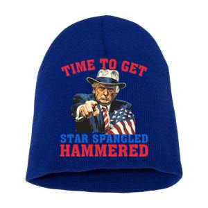 Time To Get Star Spangled Hammered Trump 4th Of July Meaningful Gift Short Acrylic Beanie