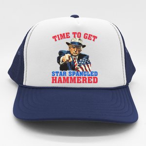 Time To Get Star Spangled Hammered Trump 4th Of July Meaningful Gift Trucker Hat