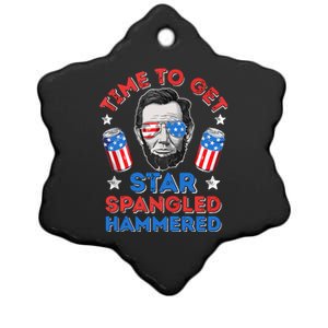 Time To Get Star Spangled Hammered Beer USA Flag 4th Of July Ceramic Star Ornament