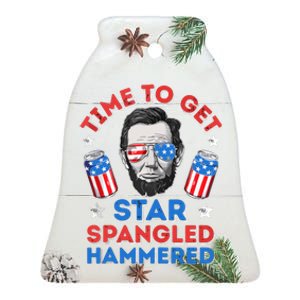 Time To Get Star Spangled Hammered Beer USA Flag 4th Of July Ceramic Bell Ornament