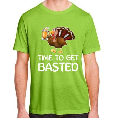 Time To Get Basted Turkey Beer Funny Thanksgiving Gift Adult ChromaSoft Performance T-Shirt