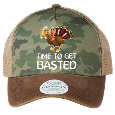 Time To Get Basted Turkey Beer Funny Thanksgiving Gift Legacy Tie Dye Trucker Hat