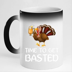 Time To Get Basted Turkey Beer Funny Thanksgiving Gift 11oz Black Color Changing Mug