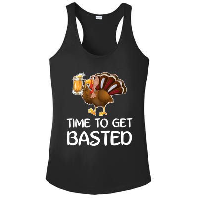 Time To Get Basted Turkey Beer Funny Thanksgiving Gift Ladies PosiCharge Competitor Racerback Tank