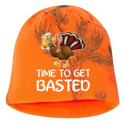 Time To Get Basted Turkey Beer Funny Thanksgiving Gift Kati - Camo Knit Beanie