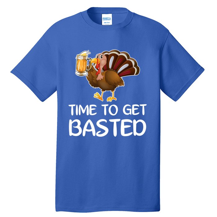 Time To Get Basted Turkey Beer Funny Thanksgiving Gift Tall T-Shirt