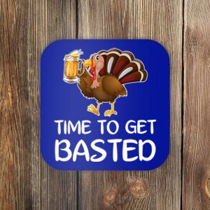 Time To Get Basted Turkey Beer Funny Thanksgiving Gift Coaster