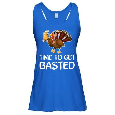 Time To Get Basted Turkey Beer Funny Thanksgiving Gift Ladies Essential Flowy Tank