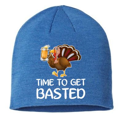 Time To Get Basted Turkey Beer Funny Thanksgiving Gift Sustainable Beanie