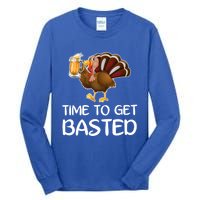 Time To Get Basted Turkey Beer Funny Thanksgiving Gift Tall Long Sleeve T-Shirt